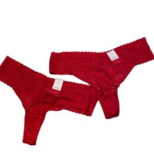 Auden red lace heart sexy thong size XL